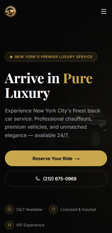 Captura del proyecto NYC Black Cars Limos